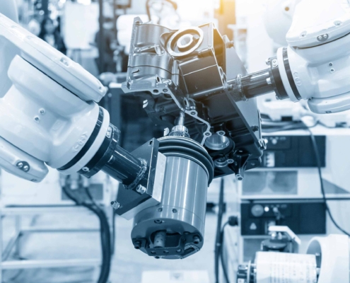 The milling spindle attached with the robotics arm finishing cu